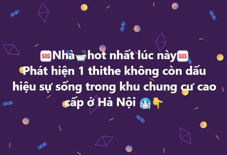 Phát hiện th:i th:ể trong nhà tắm khu chung cư cao cấp ở Hà Nội